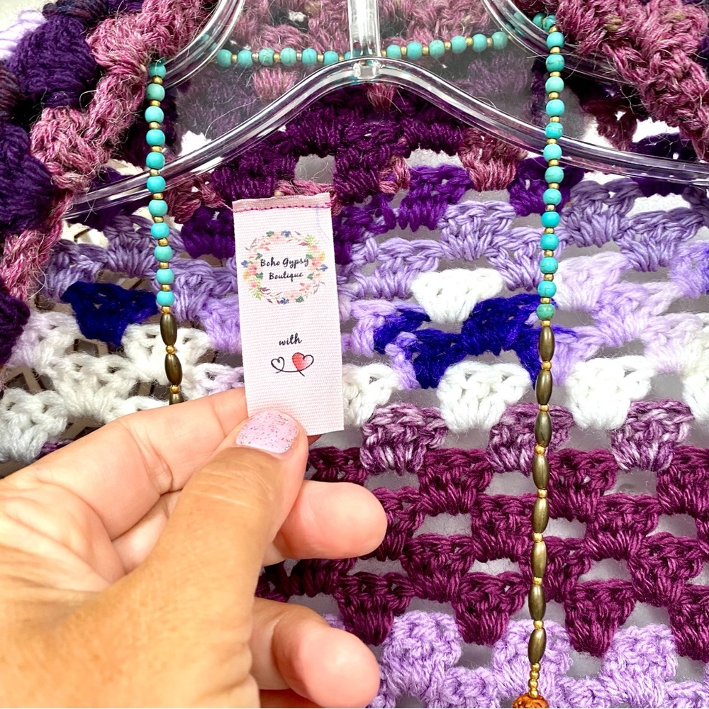 ARTISAN mega granny square COCOON KIMONO w prairie farmhouse cottage vibe - Picture 6 of 10